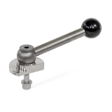 GN 918.6 - Clamping Bolts, Stainless Steel, Upward Clamping, Screw from the Back, Type KVB with ball lever, angular (serration)