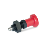 GN 617.2 - Stainless Steel-Indexing plungers with red knob, Type BK, without rest position, with lock nut, Inch