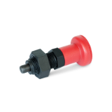 GN 617.2 - Stainless Steel-Indexing plungers with red knob, Type BK, without rest position, with lock nut, Inch