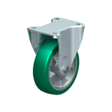BH-ALST - Pressed steel fixed castor, heavy duty brackets, with top plate fitting, heavy duty wheel with Blickle Softhane® polyurethane tread, with aluminium wheel centre