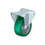 BK-ALST - Pressed steel fixed castor, heavy duty brackets, with top plate fitting, heavy duty wheel with Blickle Softhane® polyurethane tread, with aluminium wheel centre